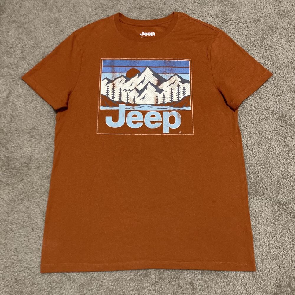 Jeep Shirt Adult Medium Burnt Orange Mountain Graphic Tee Cotton/Polyester